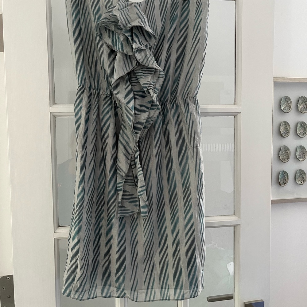 Striped Teal and White Ruffle Dress